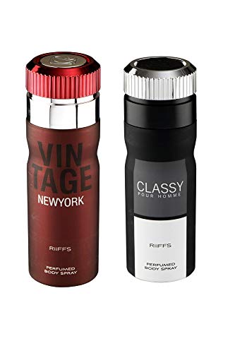 Riiffs NEWYORK & CLASSY Perfume Deodorant Spray Set - 2 Pack (200ml Each) | Long Lasting Fragrance for Men & Women | Perfect for Daily Use, Office & Special Occasions