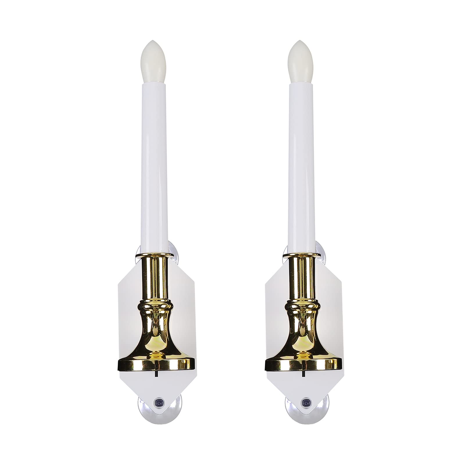 2 Pack Solar Powered Flameless Candles with Suction Cups - Waterproof LED Window Candles, Warm White Romantic Decorative Lights for Home, Wedding, Garden - Eco-Friendly Safe Outdoor/Indoor Night Light