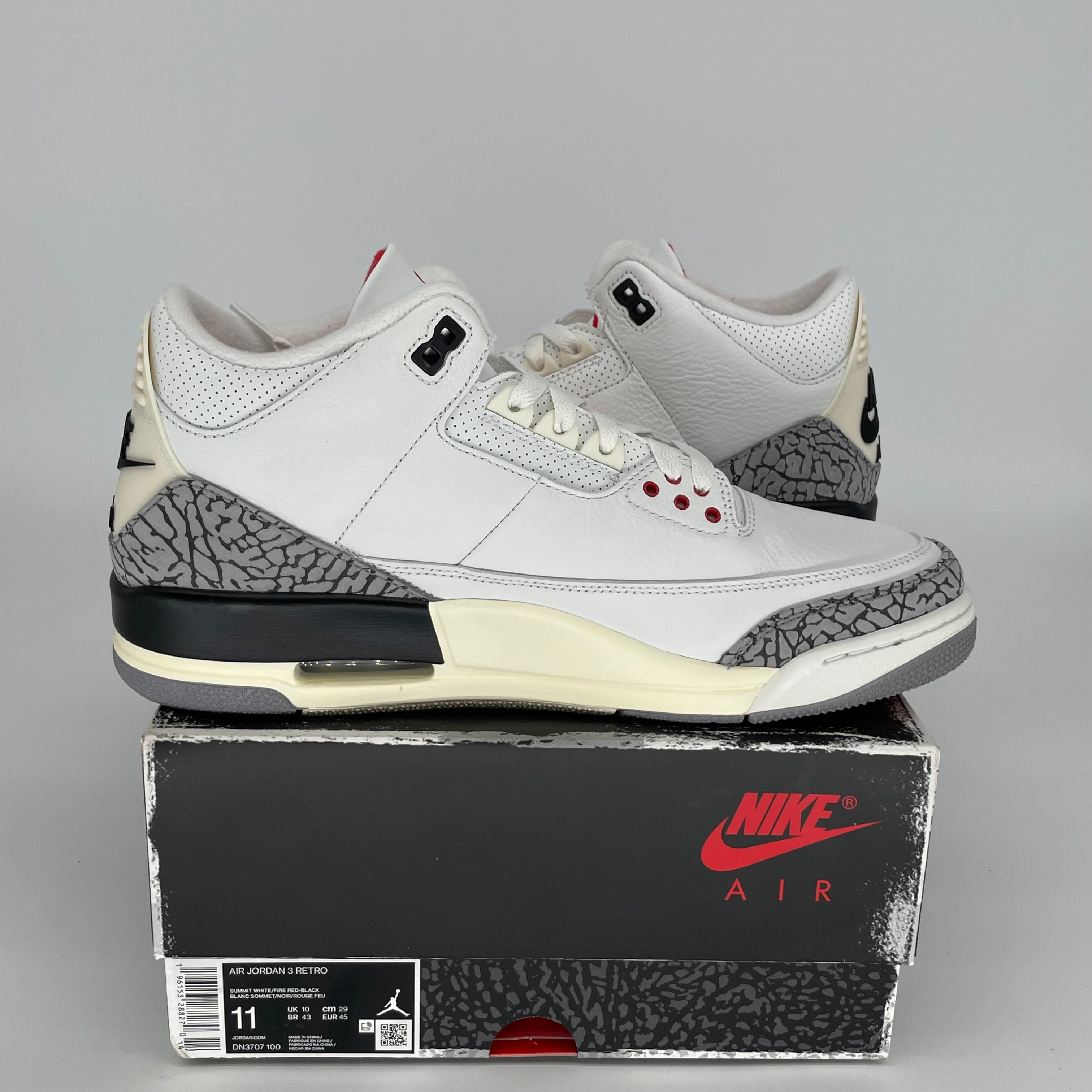 Air Jordan 3 Retro 'White Cement Reimagined' Men's Basketball Shoes Size 11 DN3707 - Authentic Sneakers for Streetwear & Casual Outfits