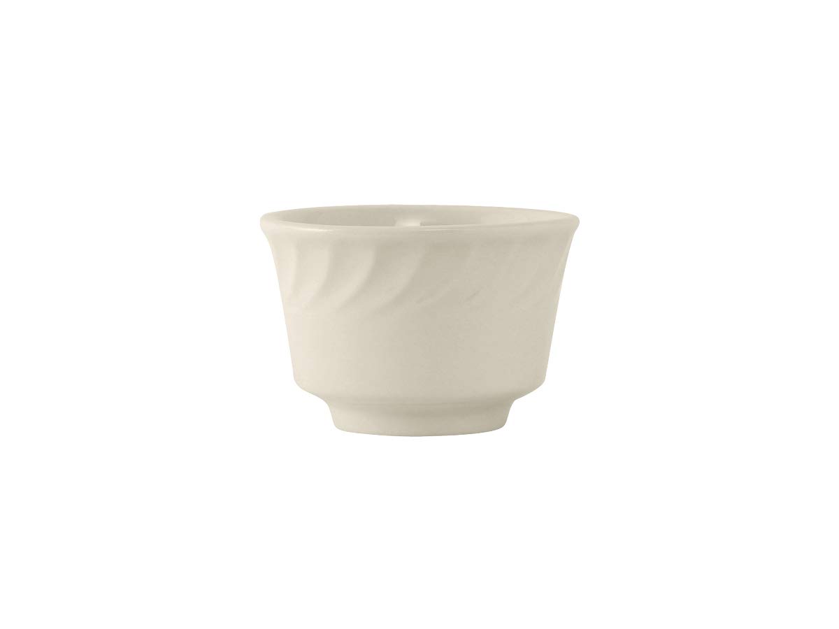 Premium Tuxton China MEB-0802 Ceramic Bouillon Cups - 8 oz, Round, Embossed Design (Case of 36) | Microwave, Dishwasher & Oven Safe | Lead-Free Vitrified Ceramic for Healthcare & Restaurants | Perfect for Serving Soups, Broths and Individual Portions in Medical Facilities, Cafeterias and Upscale Dining