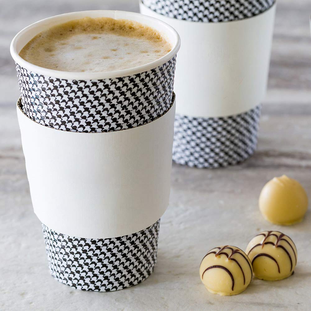 Restpresso 5.1 x 2.8 Inch Disposable Coffee Cup Sleeves - 1000 Pack Corrugated White Paper Hot Cup Sleeves for Secure Grip & Heat Protection - Perfect for Coffee Shops, Restaurants, and Takeout Services