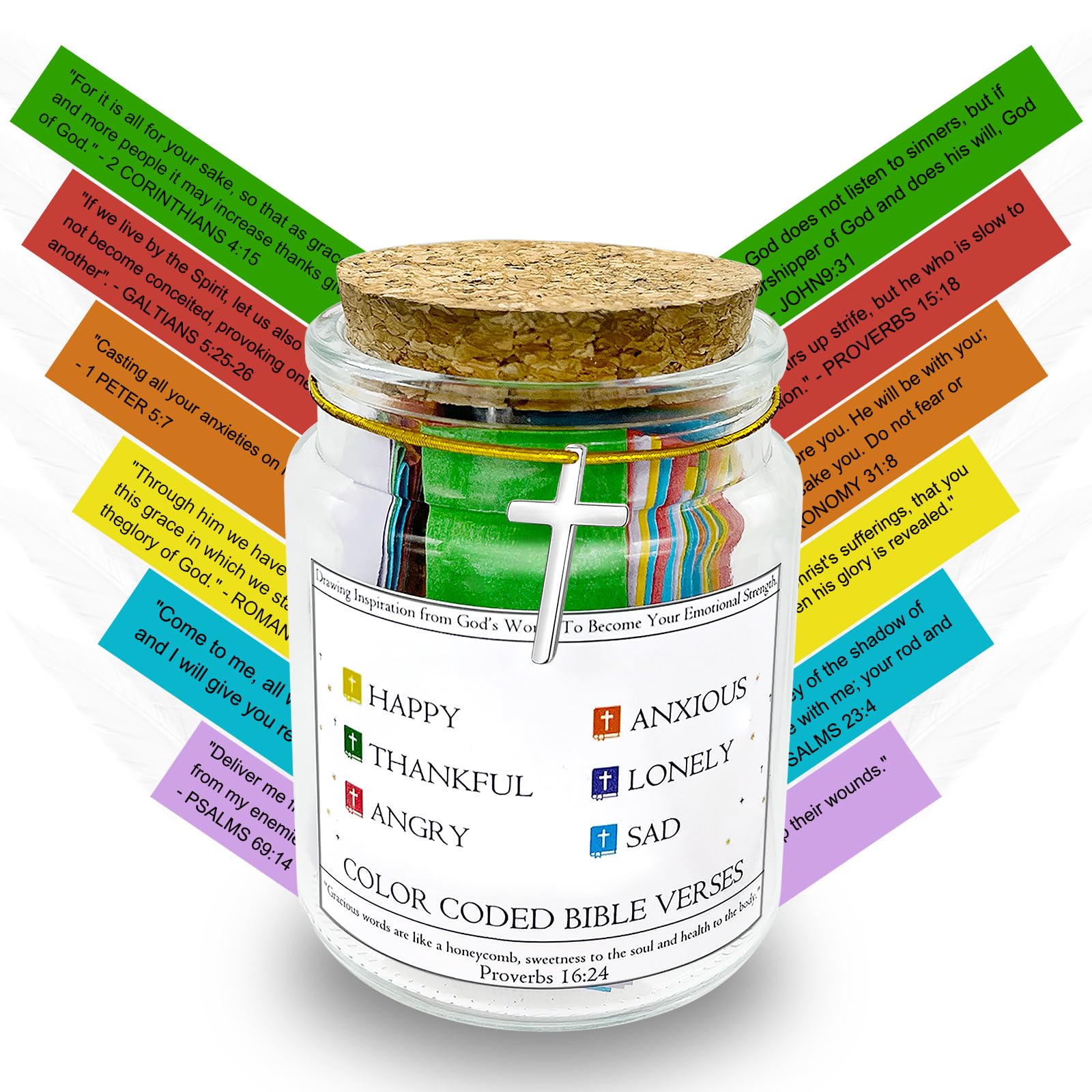 Bible Verses Jar - 96 Inspirational Scripture Notes, Christian Gift for Graduation & Daily Motivation - Perfect for Prayer & Faith Encouragement