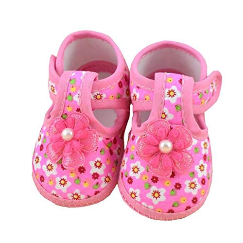 Soft Flower Baby Booties for Girls - Slip-On Toddler Shoes Size 8 | Comfortable Crib Shoes for Infants & First Walkers - Perfect for Playtime, Nursery & Special Occasions