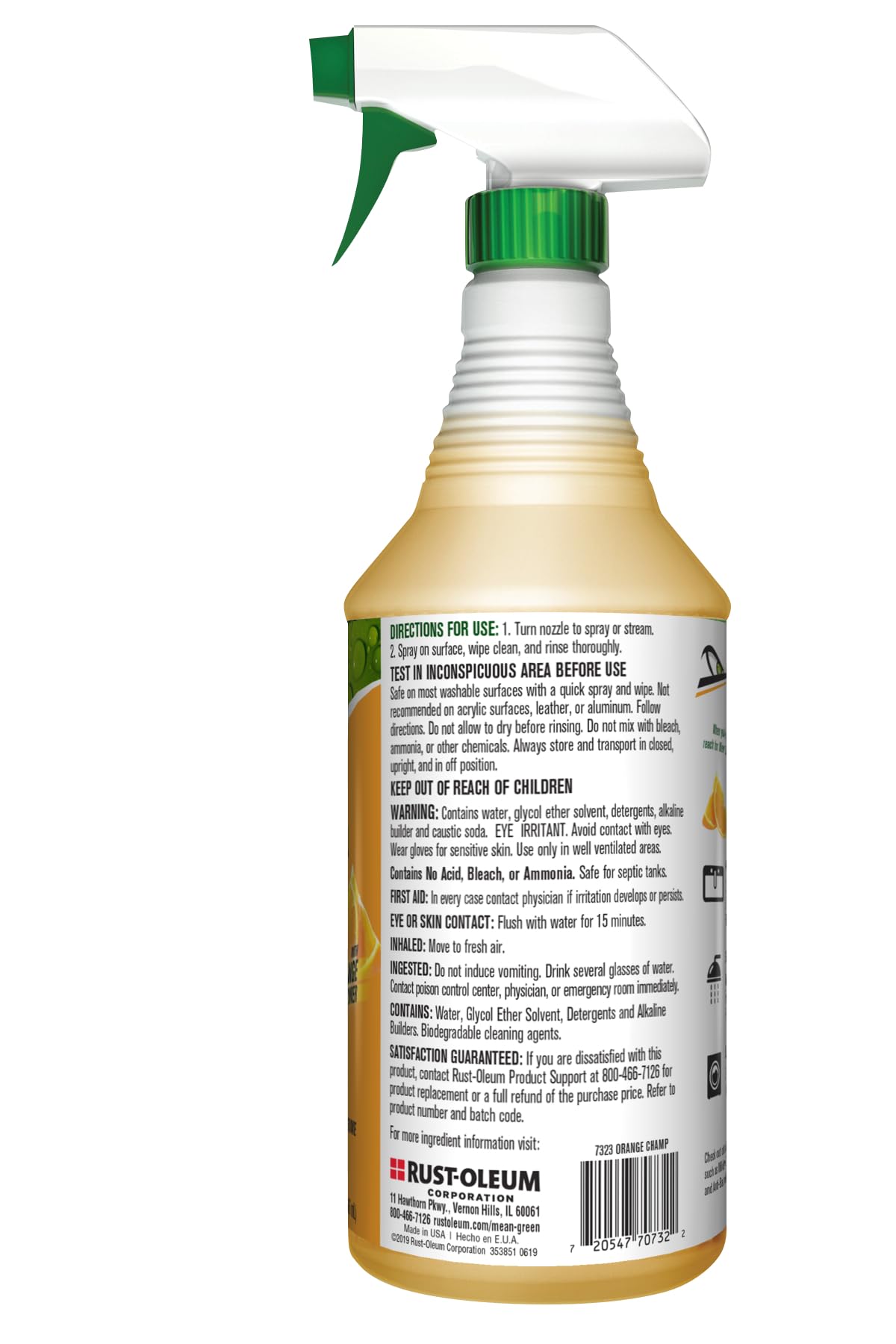 4 Pack - C R Brands Inc. Mean Green Orange Champ Cleaner & Degreaser 32oz - Heavy Duty Multi-Surface Cleaner for Kitchen, Bathroom, Garage & Outdoor Use - Removes Grease, Grime & Stains Effectively
