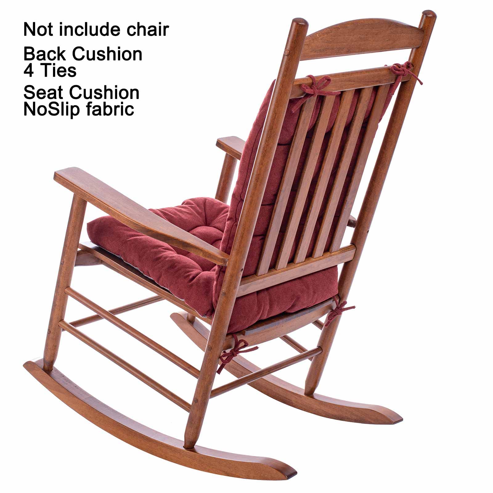 POMIU Rocking Chair Cushion Set - Comfortable Seat & Back Cushions for Office, Dining, and Kitchen Chairs - Indoor Home Decor in Bordeaux Red - Perfect for Living Rooms, Patios, and Relaxation Spaces