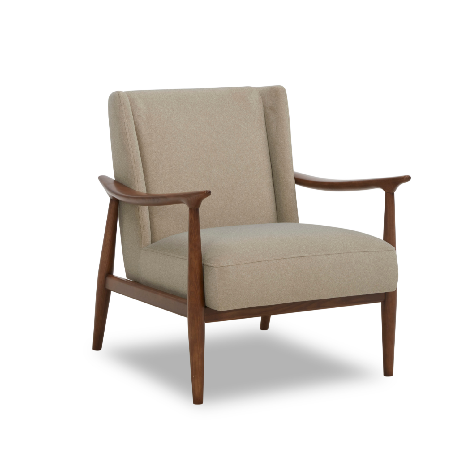 Premium Nevis Lounge Chair - Sand Matte Velvet Upholstered Accent Chair for Living Room, Bedroom & Office - Modern Comfort Seating for Relaxing & Reading