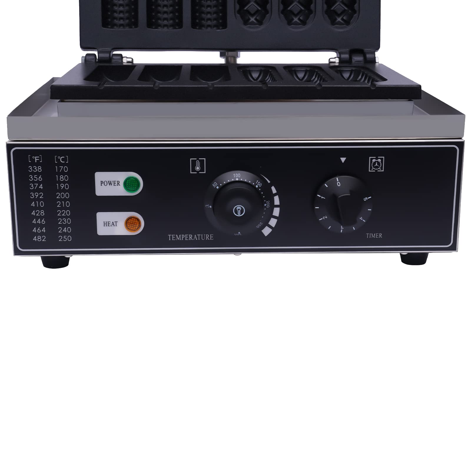 Commercial Hotdog Waffle Maker 1500W Electric Corn Dog Machine - 110V Non-Stick Waffle Iron for Crispy Corn Dog Waffles (6-Piece Set) - Perfect for Food Trucks, Carnivals, and Home Breakfast Cooking