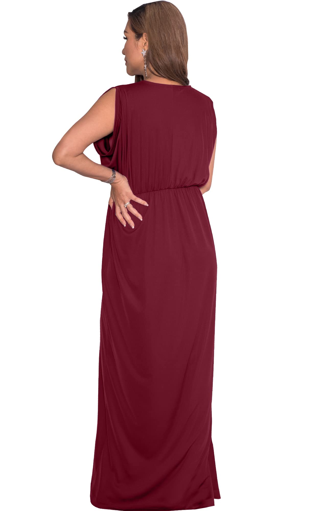 KOH KOH Women's Maternity Maxi Dress - Long & Short Sleeve V-Neck Flowy Summer Gown for Pregnancy | Perfect for Beach, Vacation & Maternity Photoshoots
