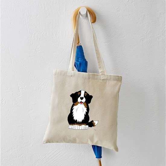 Bernese Mountain Dog Tote Bag - Natural Canvas Reusable Shopping Bag for Groceries, Beach & Everyday Use | Eco-Friendly Cotton Tote with Dog Lovers Design