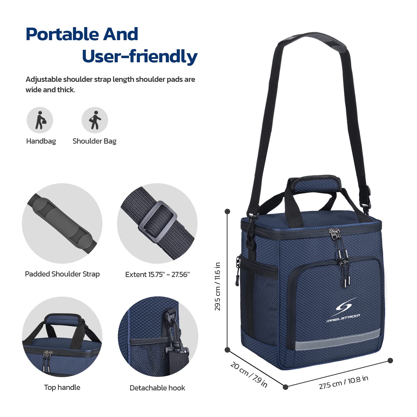 Insulated Leakproof Lunch Cooler Bag for Men & Women - Maelstrom Lunch Tote Box for Work, School, Picnics & Outdoor Activities