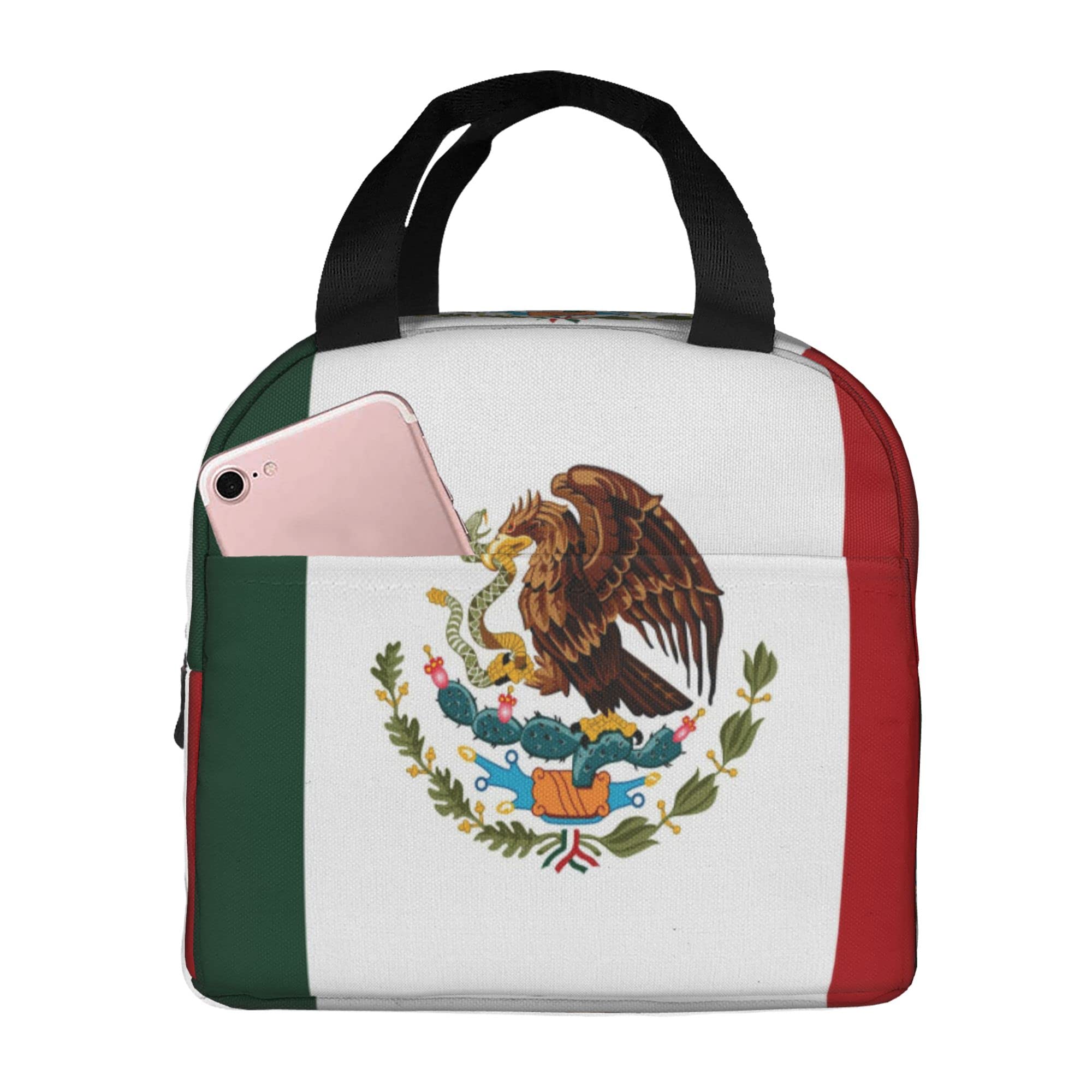 Insulated Lunch Bag for Women & Men - MZERSE Leakproof Lunch Box Cooler, Portable Tote for School, Work, Office & Picnics (Fits Cool Eagle Mexican Flag Design) - Perfect for Meal Prep & Daily Commute