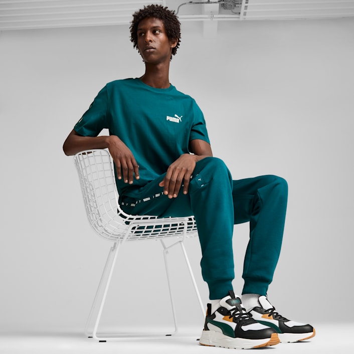 PUMA Men's Essentials Tape Green T-Shirt - Comfortable Cotton Casual Tee for Gym, Workout & Everyday Wear