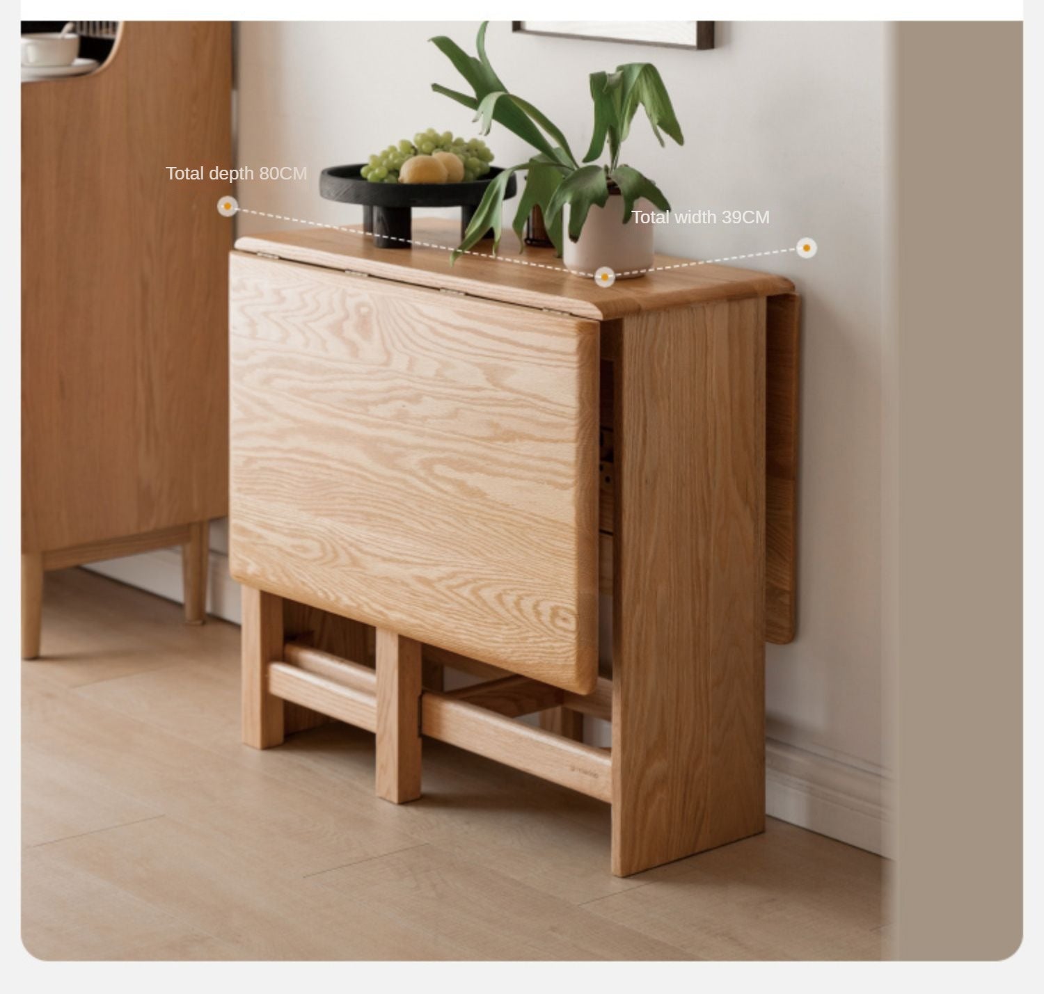 **Solid Oak Wood Extendable Dining Table - Expandable for 6 to 8 Seats - Perfect for Small Spaces & Entertaining Guests**