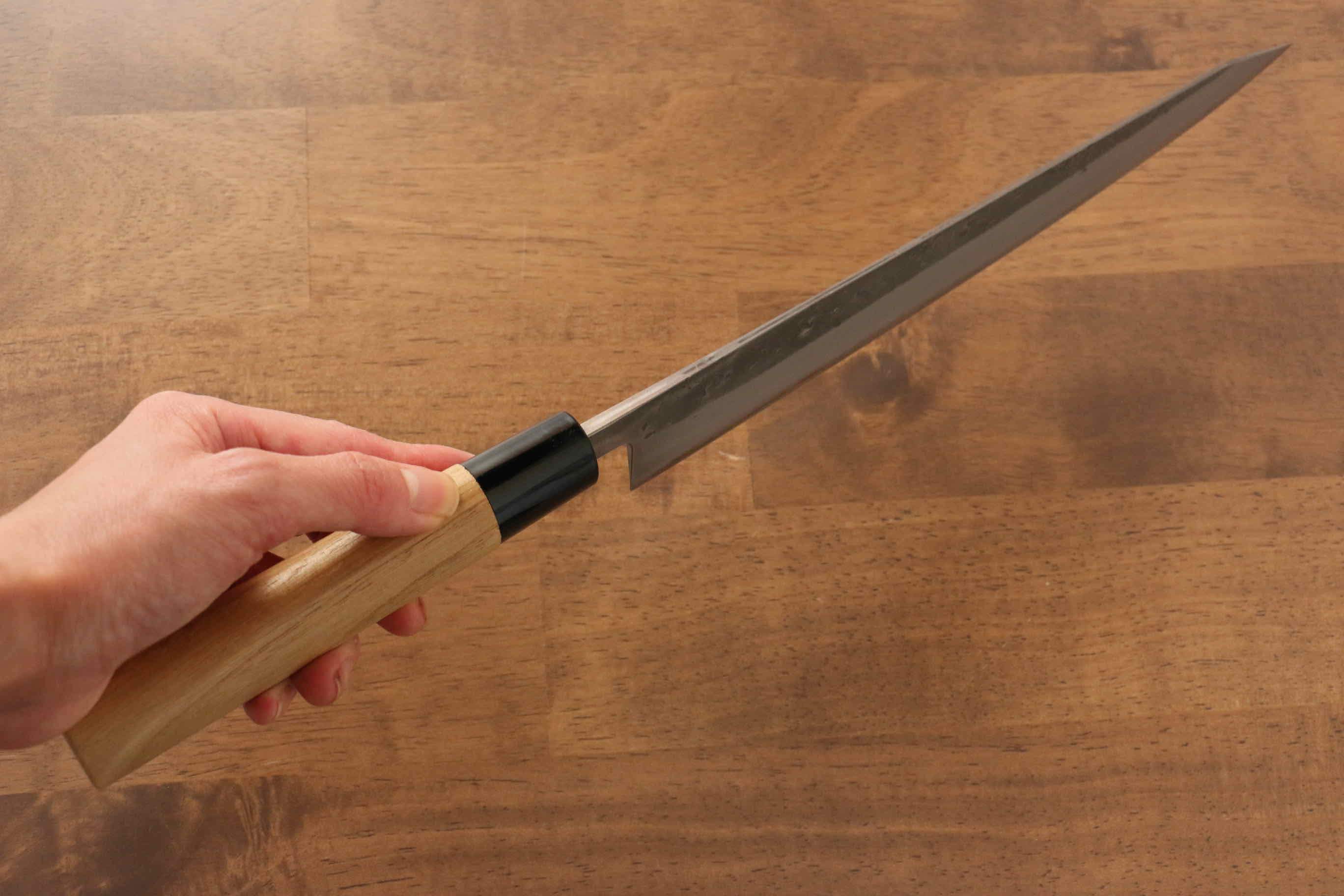 Premium Seisuke Blue Steel No.2 Nashiji Sujihiki Knife 240mm - Japanese Chef Knife with Chestnut Wood Handle - Perfect for Slicing Sashimi, Roasts & Delicate Proteins