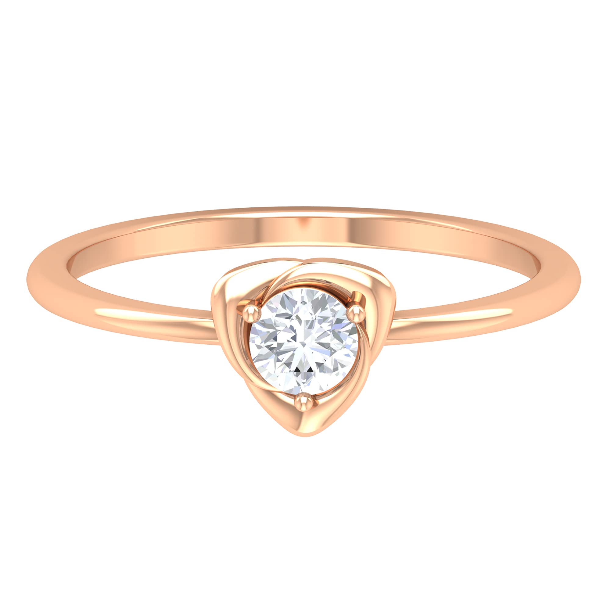 14K Solid Gold Flower Shape Diamond Solitaire Ring - Minimalist 3 Petal Floral Engagement Ring for Women - Perfect for Weddings, Anniversaries & Romantic Gifts