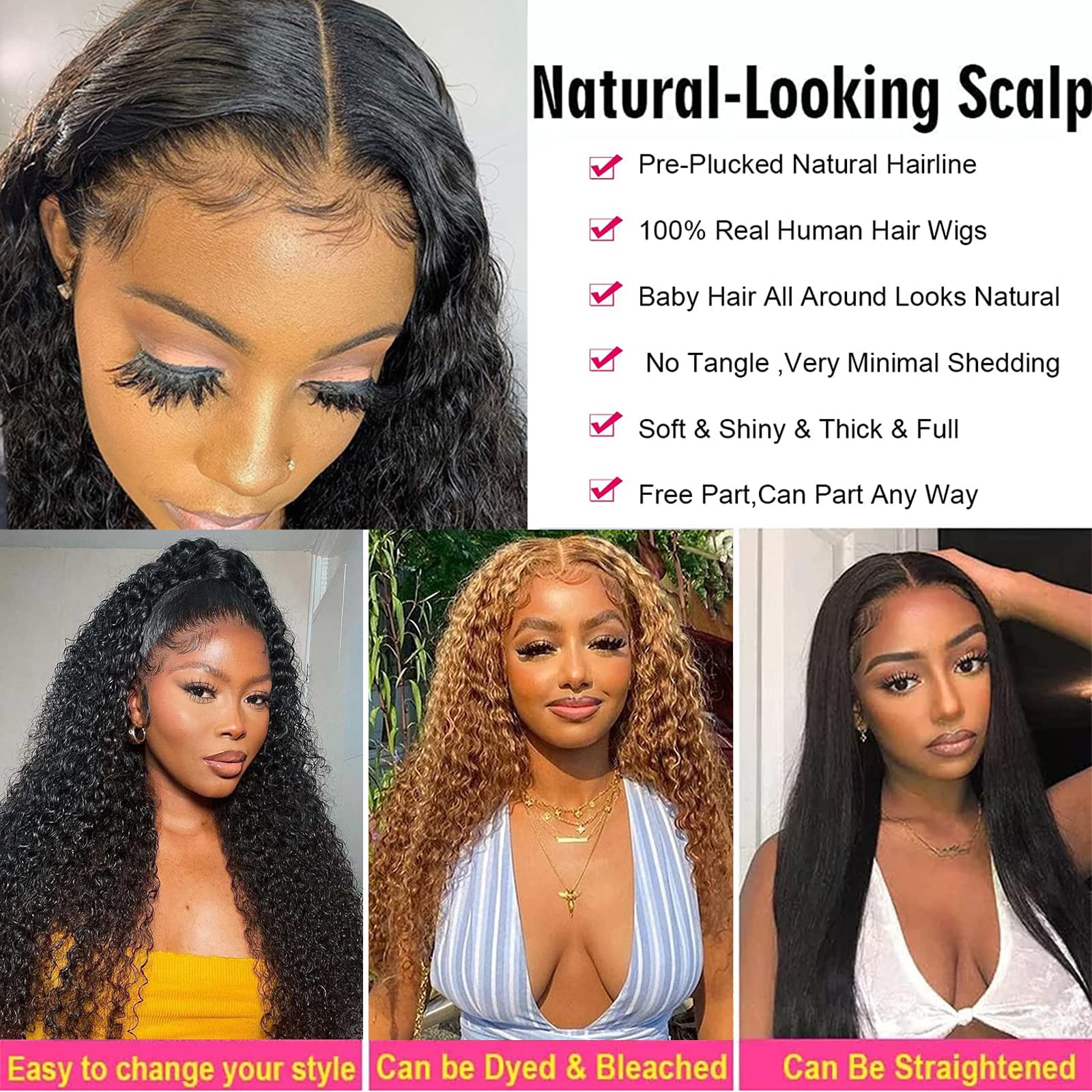 SuCoo 20 Inch Brazilian Deep Wave Human Hair Lace Front Wig - Pre Plucked with Baby Hair, Glueless 13x4 HD Transparent Lace, 150 Density Virgin Hair for Women | Perfect for Daily Wear, Parties, Cosplay & Special Occasions