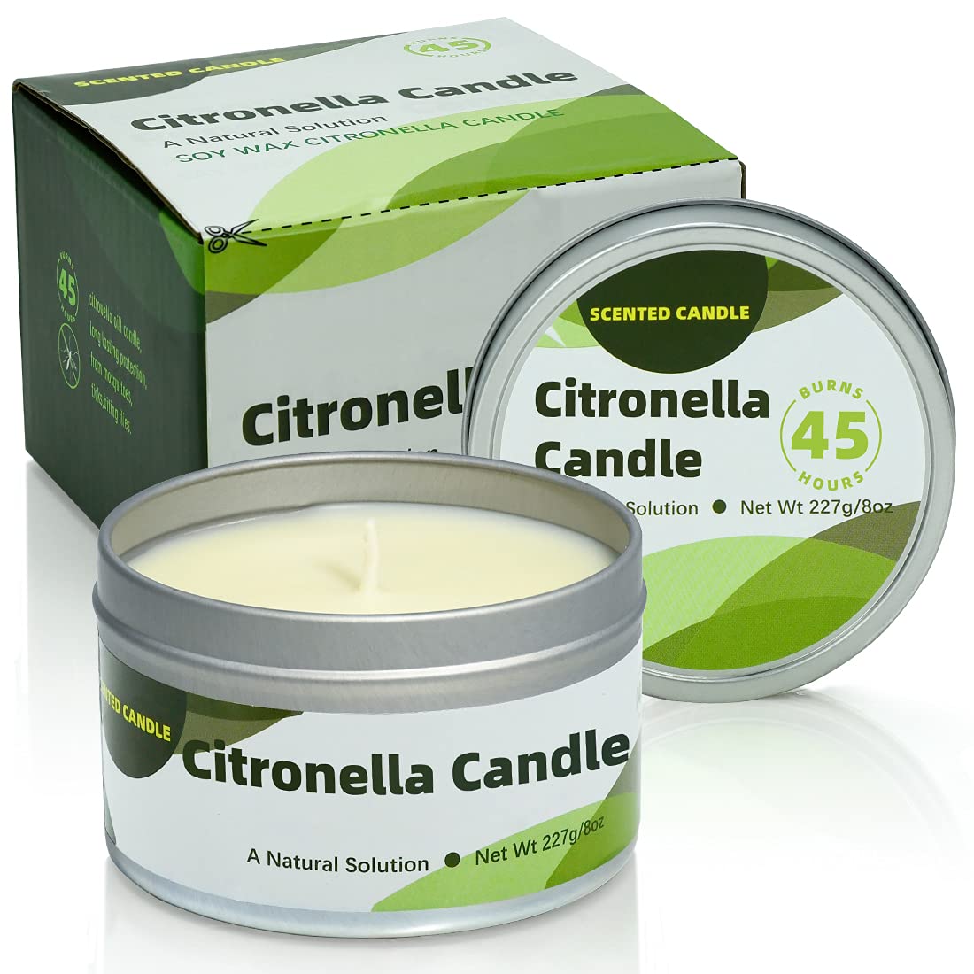 Large 8 oz Natural Soy Wax Citronella Candle - Aromatherapy Jar Candle for Home, Garden, Patio & Balcony - 30 Hour Burn Time - Perfect for Outdoor Mosquito Repellent & Indoor Relaxation