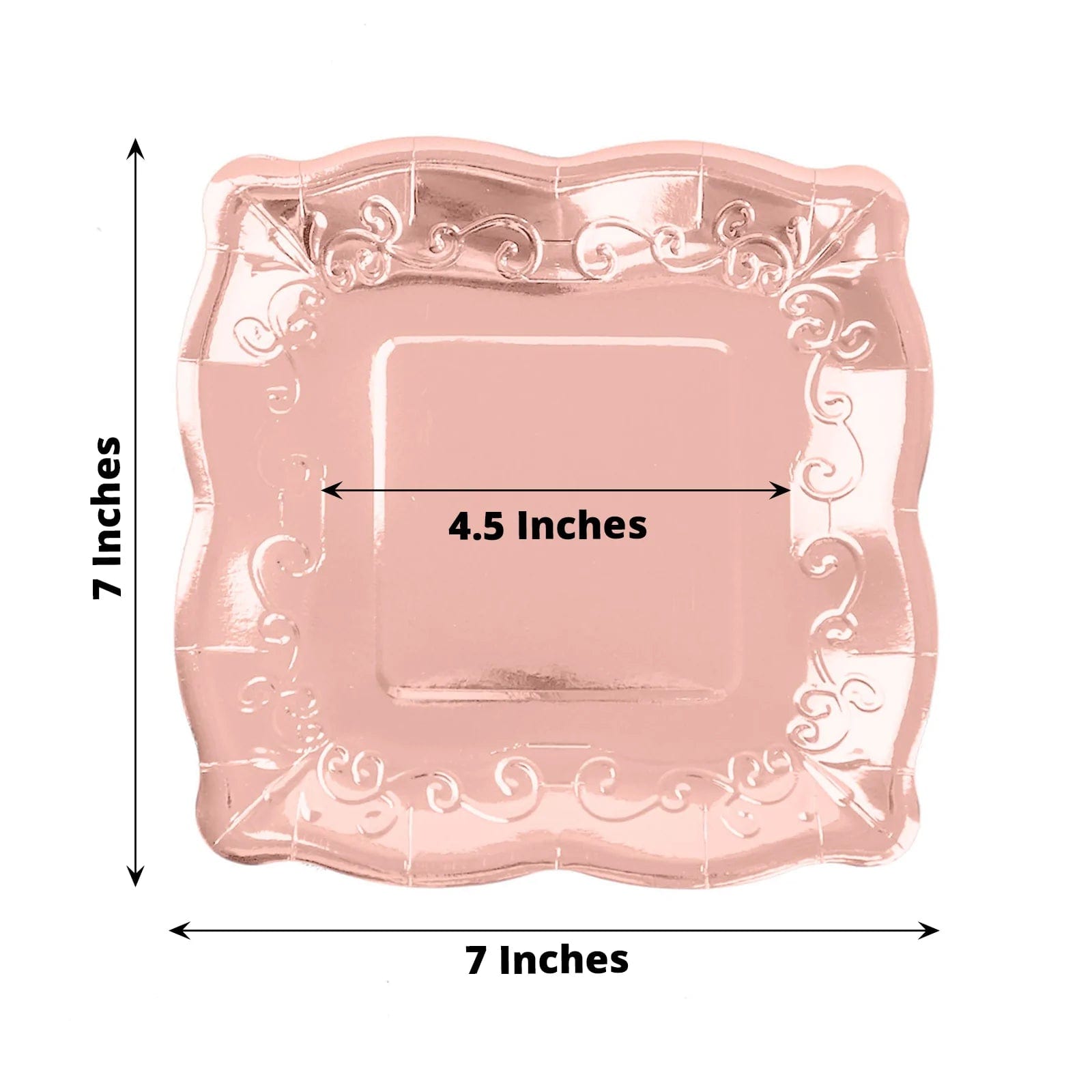 25 Pack Square Disposable Dessert Plates with Elegant Scroll Design - Perfect for Parties, Weddings, and Dinner Events