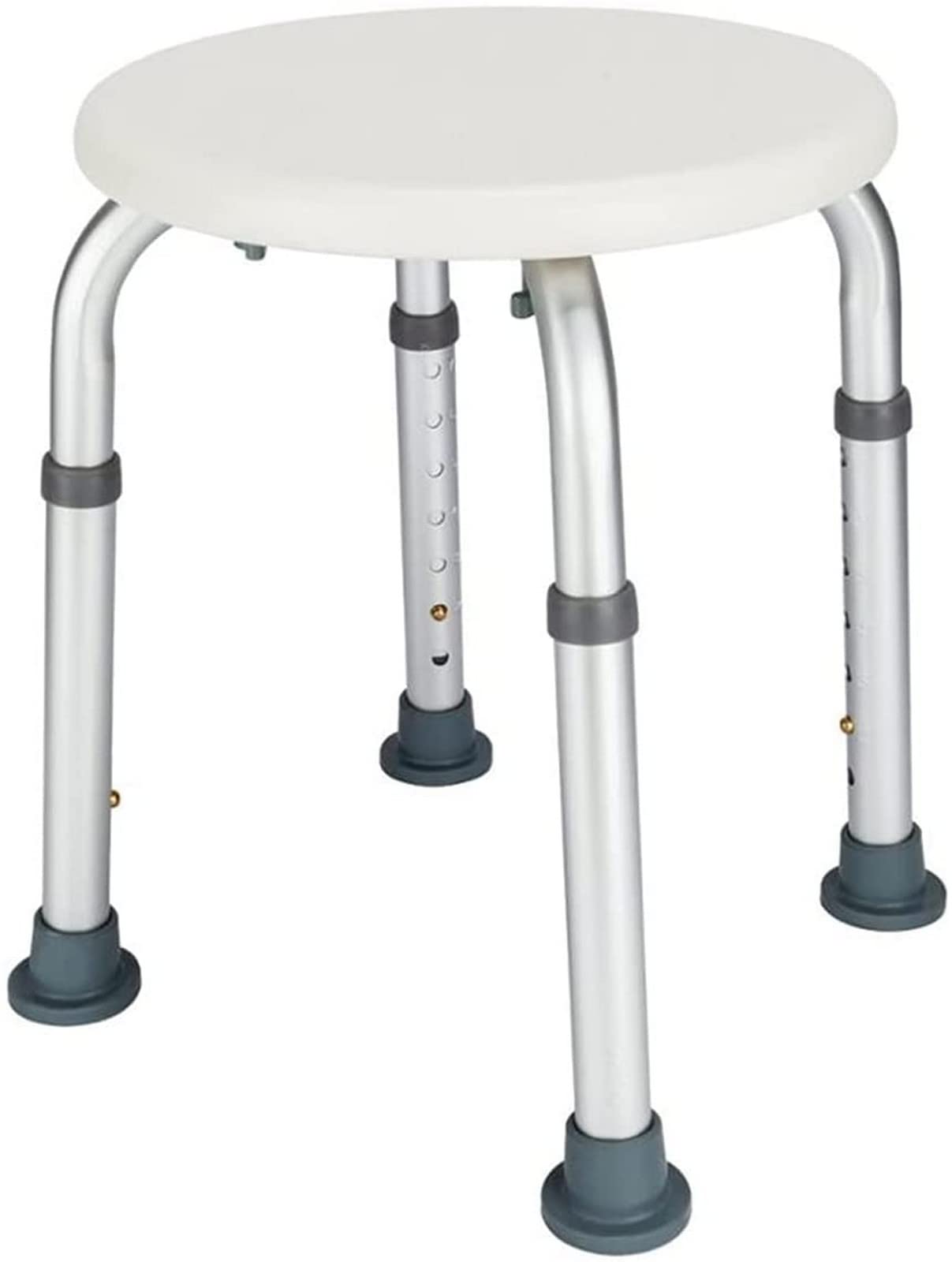 TYLS Aluminum Alloy Shower Stool with Suction Cup Armrests - Non-Slip Bath Chair for Elderly & Disabled - Round White Bathroom Stool for Safe Showering, Spa & Home Decor (White)