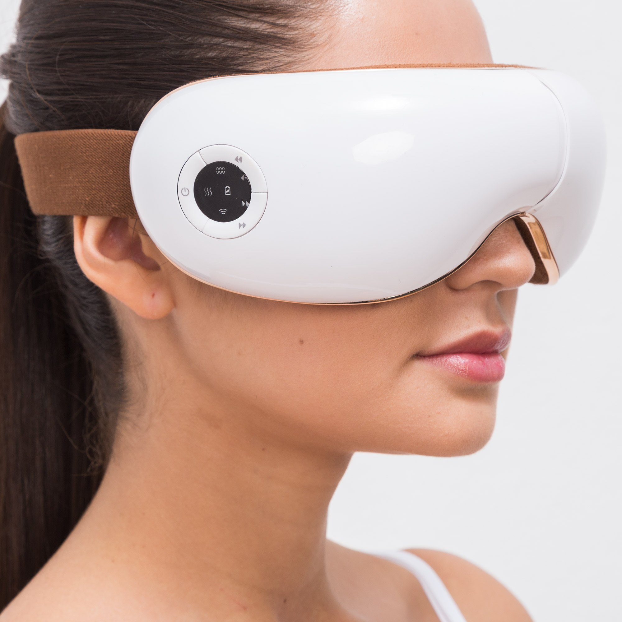 GLOBAL RELAX® SKANDAS Foldable Facial & Eye Massager with Heat, Shiatsu, Compression & Vibromassage - Dark Circle Corrector, Built-in Speakers & Music - Perfect for Home Relaxation, Travel & Stress Relief