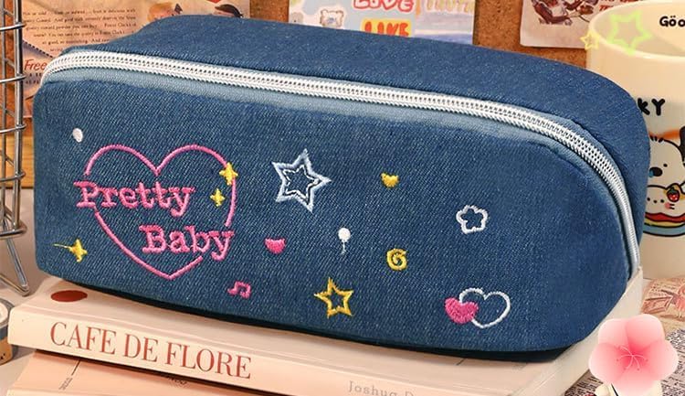 WavePeak Large Capacity Pencil Case & Makeup Pouch Set - 2 Pack Dark Blue Organizer for School, Office, Travel (Perfect for Students, Women & Professionals)