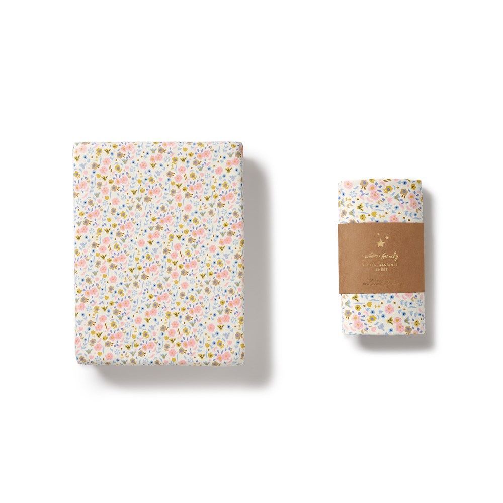 Organic Floral Bassinet Sheet for Baby Crib - Soft, Breathable & Hypoallergenic - Perfect for Nursery, Travel & Co-Sleeping