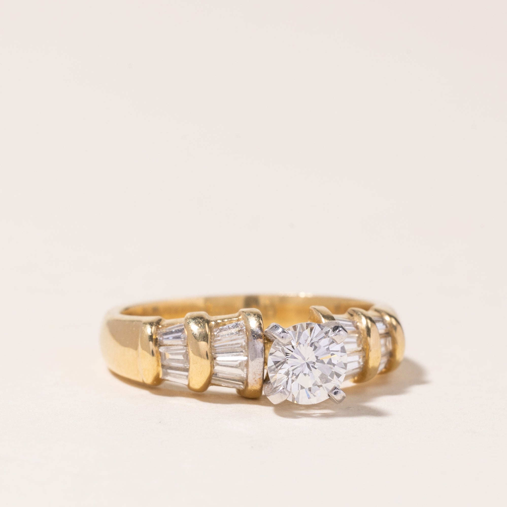 18K Yellow Gold & Platinum Diamond Engagement Ring - 1.11 Carat Total Weight (CTW) | Size 6.5 | Perfect for Proposals, Weddings & Anniversary Gifts | Elegant Bridal Jewelry for Her