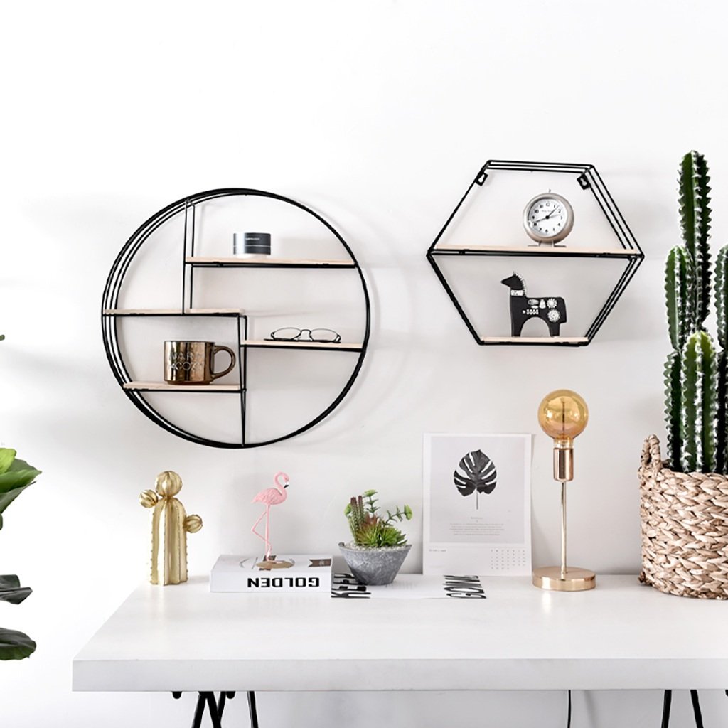 Floating Shelf Wall Mounted - Wrought Iron Circular Decorative Shelf for Home & Office - 19.7 x 3.9 x 19.7 Inches - Perfect for Living Room, Bedroom, Bathroom Storage & Display