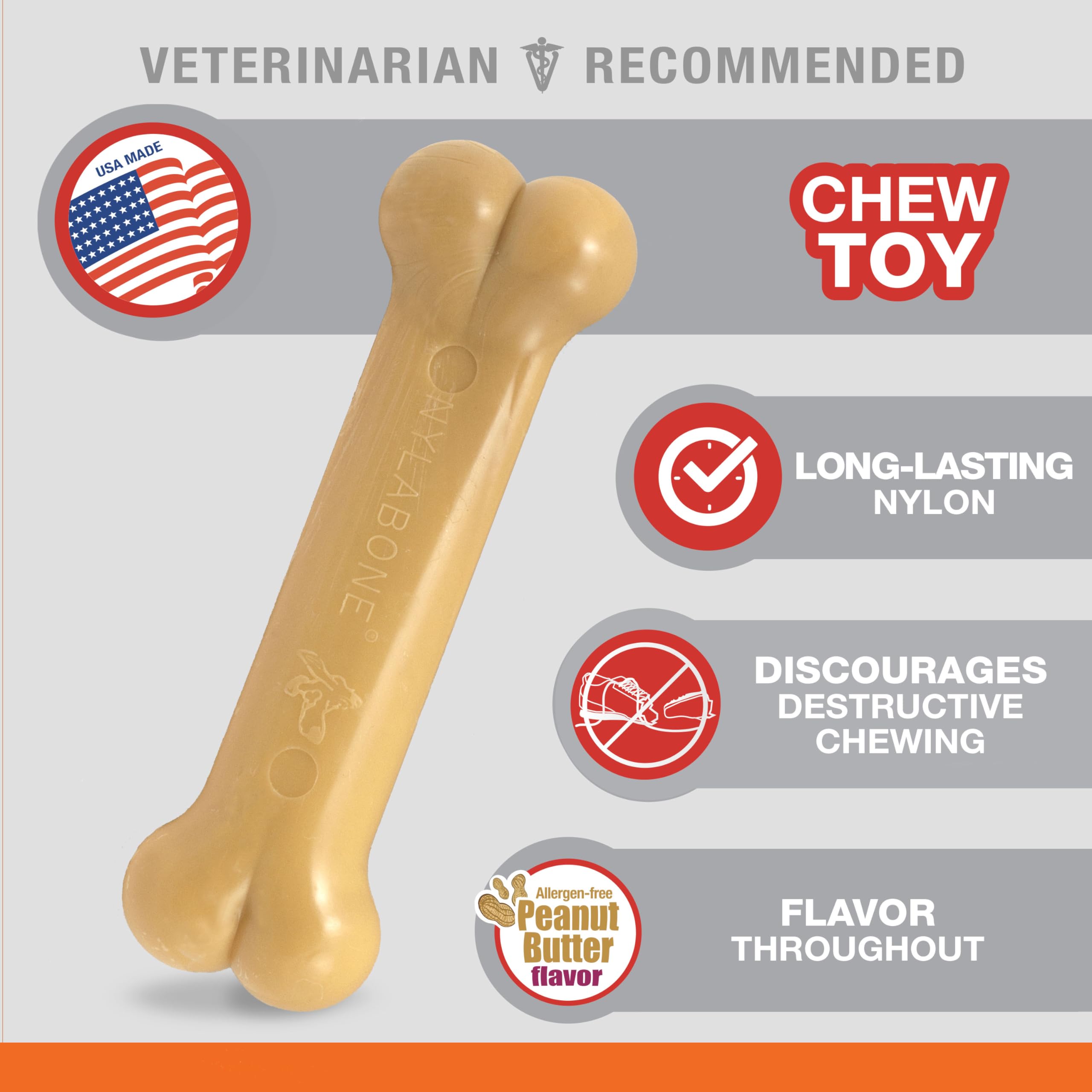 Nylabone Durable Dog Chew Toy for Aggressive Chewers - Peanut Butter Flavor, Small (Up to 25lbs) - Perfect for Playtime & Training