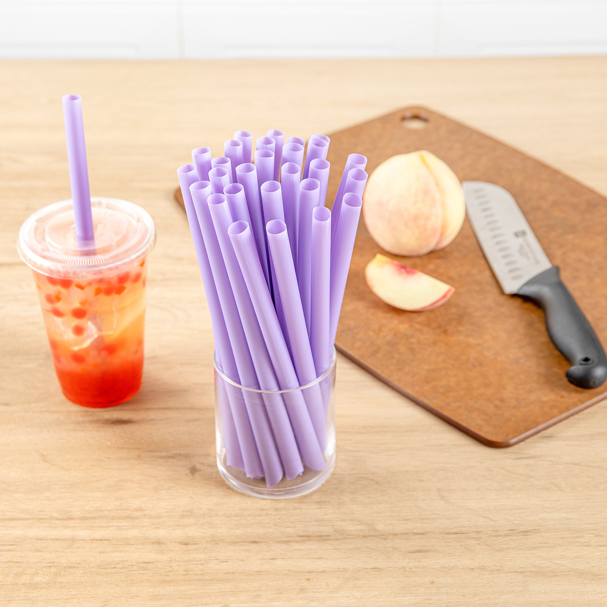 Eco-Friendly Extra Wide Purple PLA Plastic Boba Straws - Compostable, Pointed Tips, 1000 Count Bulk Box | Perfect for Bubble Tea, Smoothies, and Cold Drinks