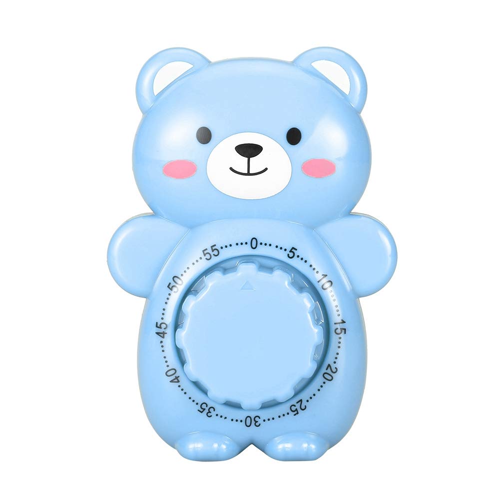 Cute Bear Mechanical Kitchen Timer - Blue for Baking & Cooking