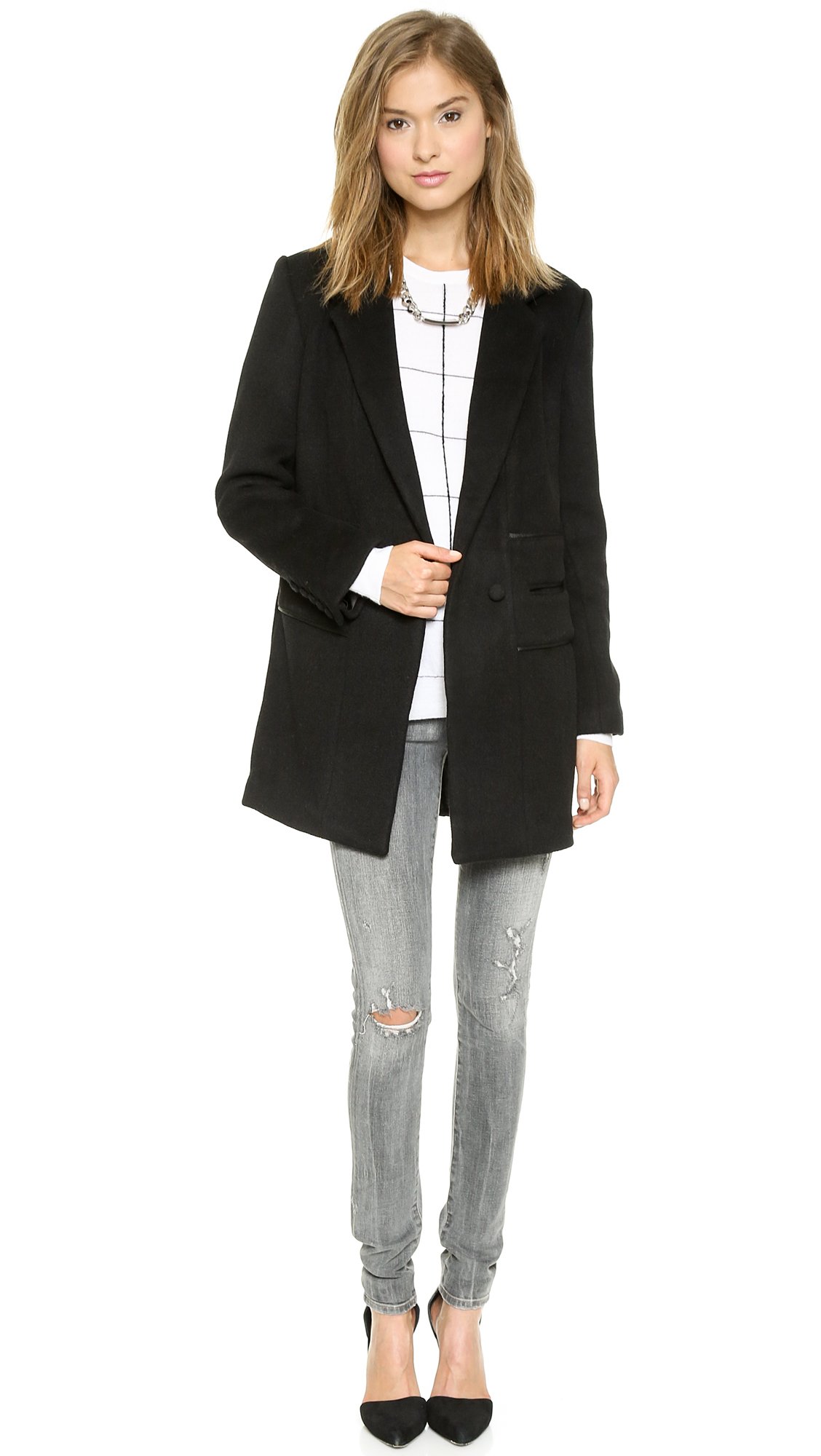 Joe's Jeans Soft Wool Blend One Button Sweater Coat for Women - Warm Winter Cardigan Jacket, Black | Cozy Office Wear & Casual Outfit Essential