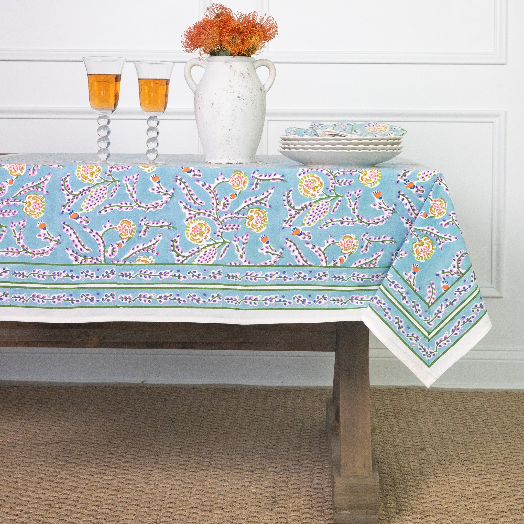 Premium Sky Blue Tablecloth for Dining & Outdoor Events - Waterproof & Wrinkle-Resistant Cloth for Picnics, Parties, and Home Decor