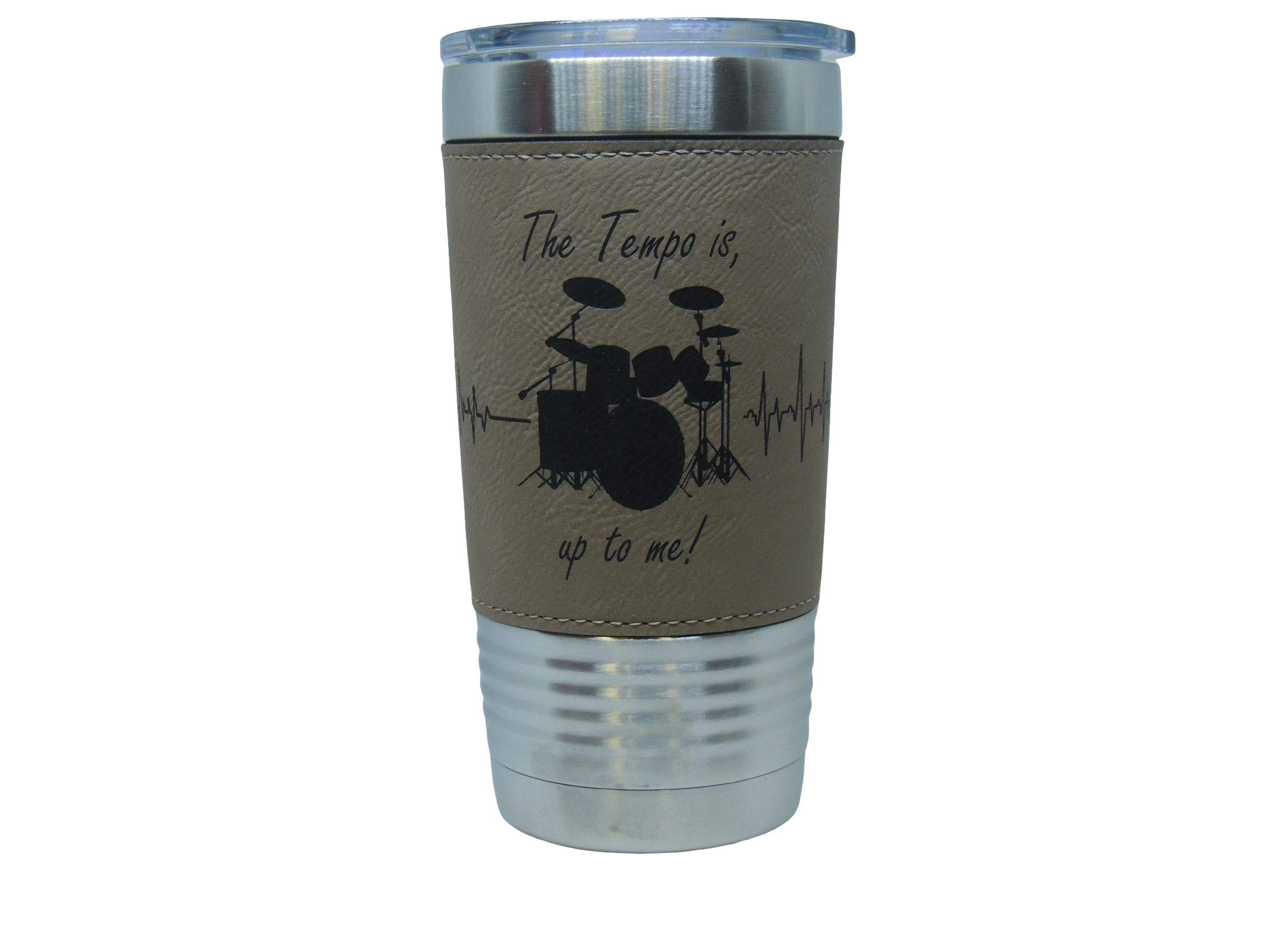 20oz Vacuum Insulated Stainless Steel Tumbler for Drummers & Music Lovers - Leakproof Travel Mug for Concerts, Camping, Gym & Outdoor Activities - Brown Thermal Coffee Cup