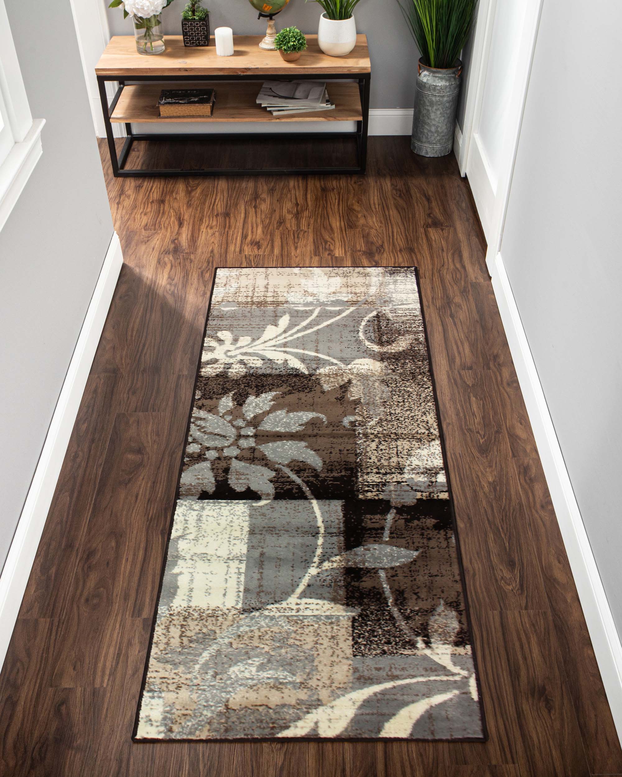 Stylish Pastiche Contemporary Floral Patchwork Area Rug - Non-Slip Indoor Runner for Living Room, Bedroom & Hallway Decor