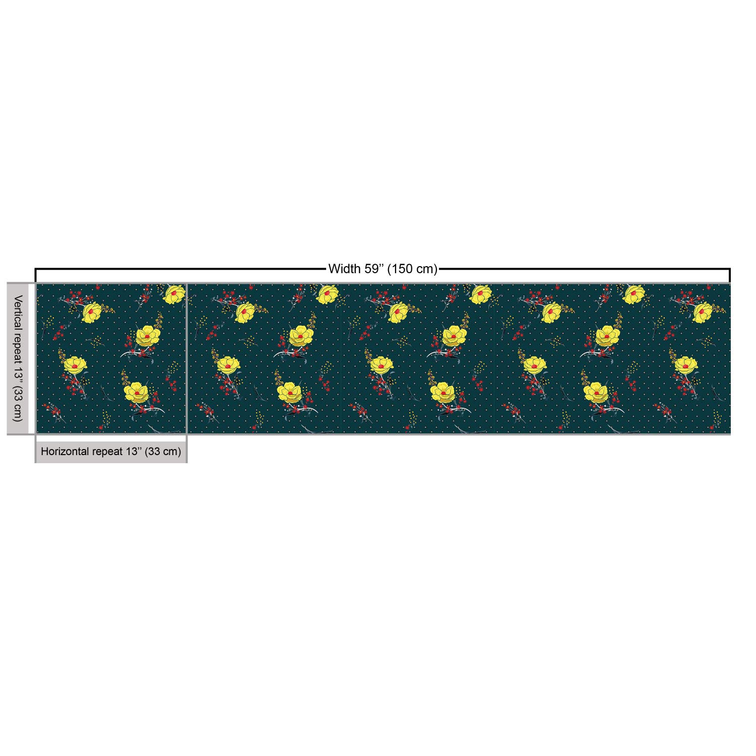 Ambesonne Floral Fabric by The Yard - Nature Style Spring Blooms with Polka Dots Retro Design, Decorative Upholstery Fabric for Sofa, Curtains, Pillows & Home Decor (10 Yards, Hunter Green & Yellow) - Perfect for DIY Projects, Crafting & Home Accents