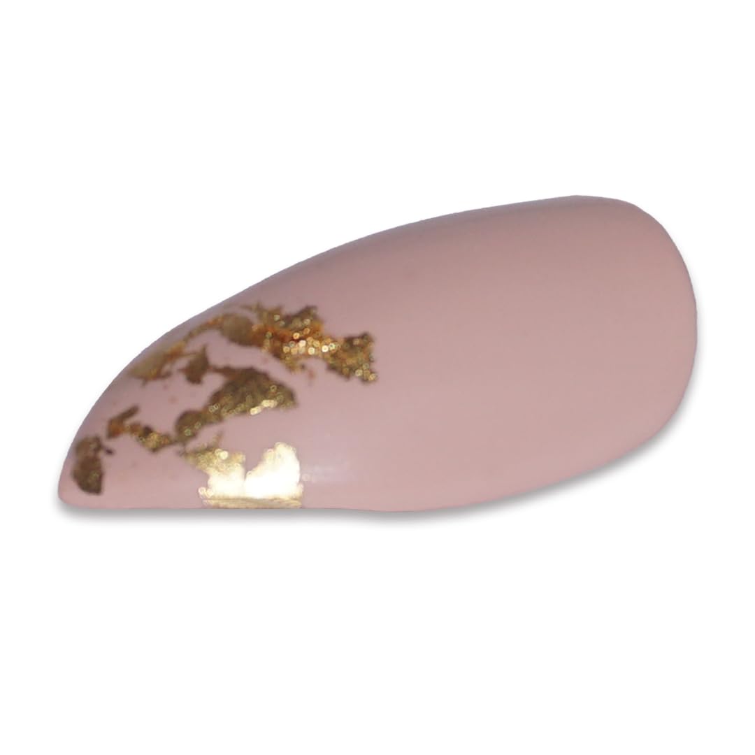 Premium Fake Press-On Nails - Almond Gold Foil Set of 20 | Reusable Full Coverage Artificial Nails with UV Gel Polish | Easy to Use & Time-Saving for Parties, Weddings, Date Nights & Daily Wear | NailKnack® Stick-On Nail Extensions for Both Hands