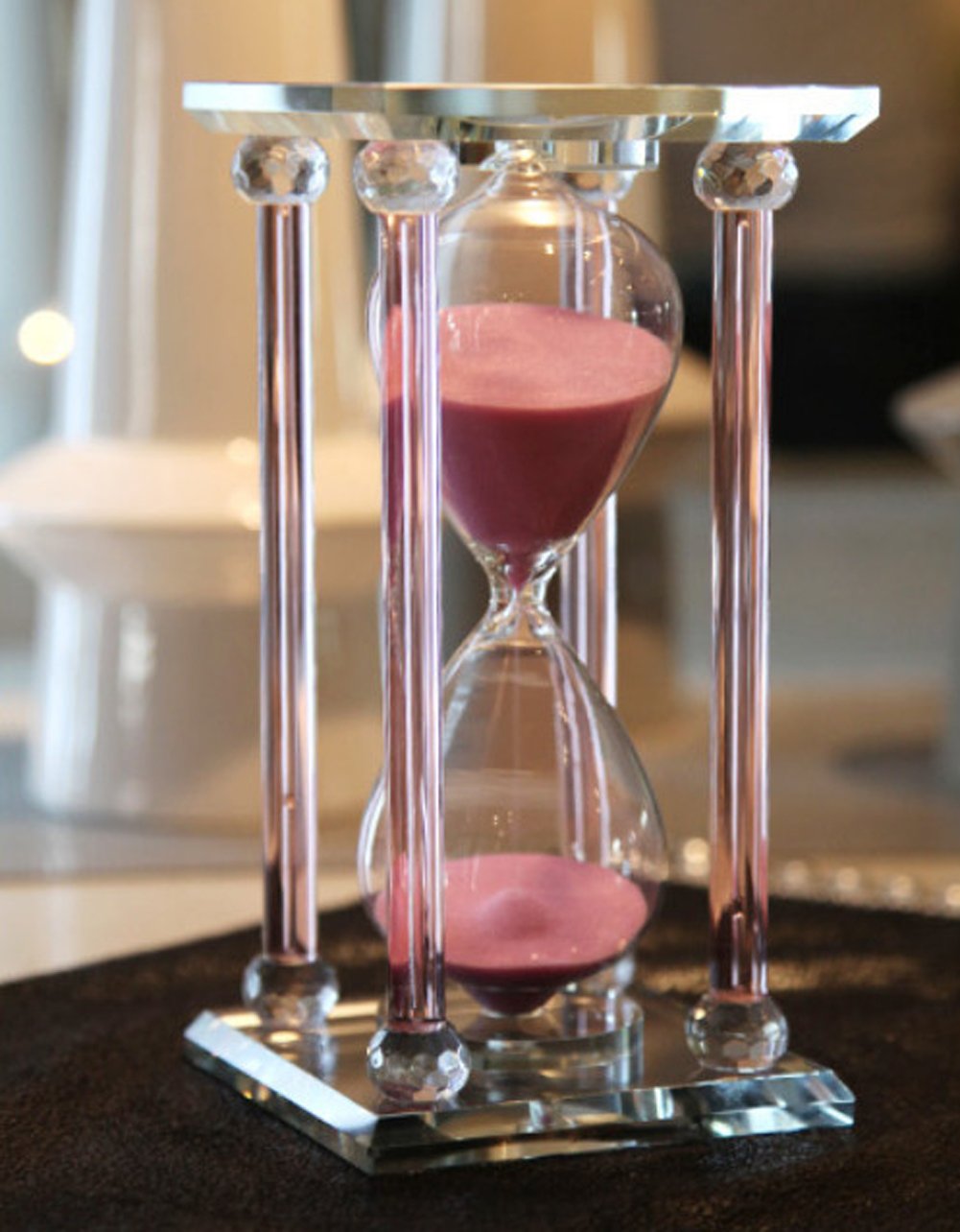 30/60 Minute Crystal Hourglass Sand Timer - Pink Decorative Clock for Home, Office, Meditation & Study Time Management