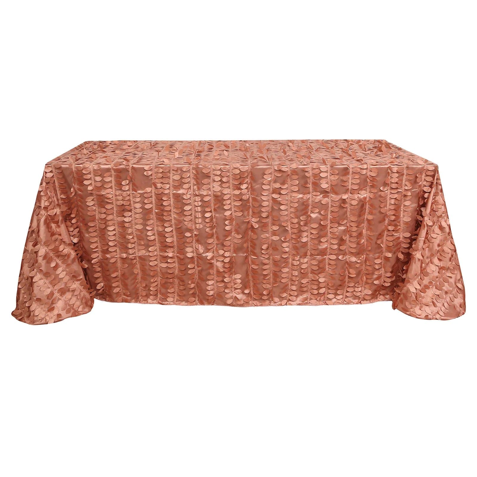 90x156 Inch Taffeta Rectangular Tablecloth with 3D Leaves Design - Elegant Dining Table Cover for Weddings, Parties & Home Decor