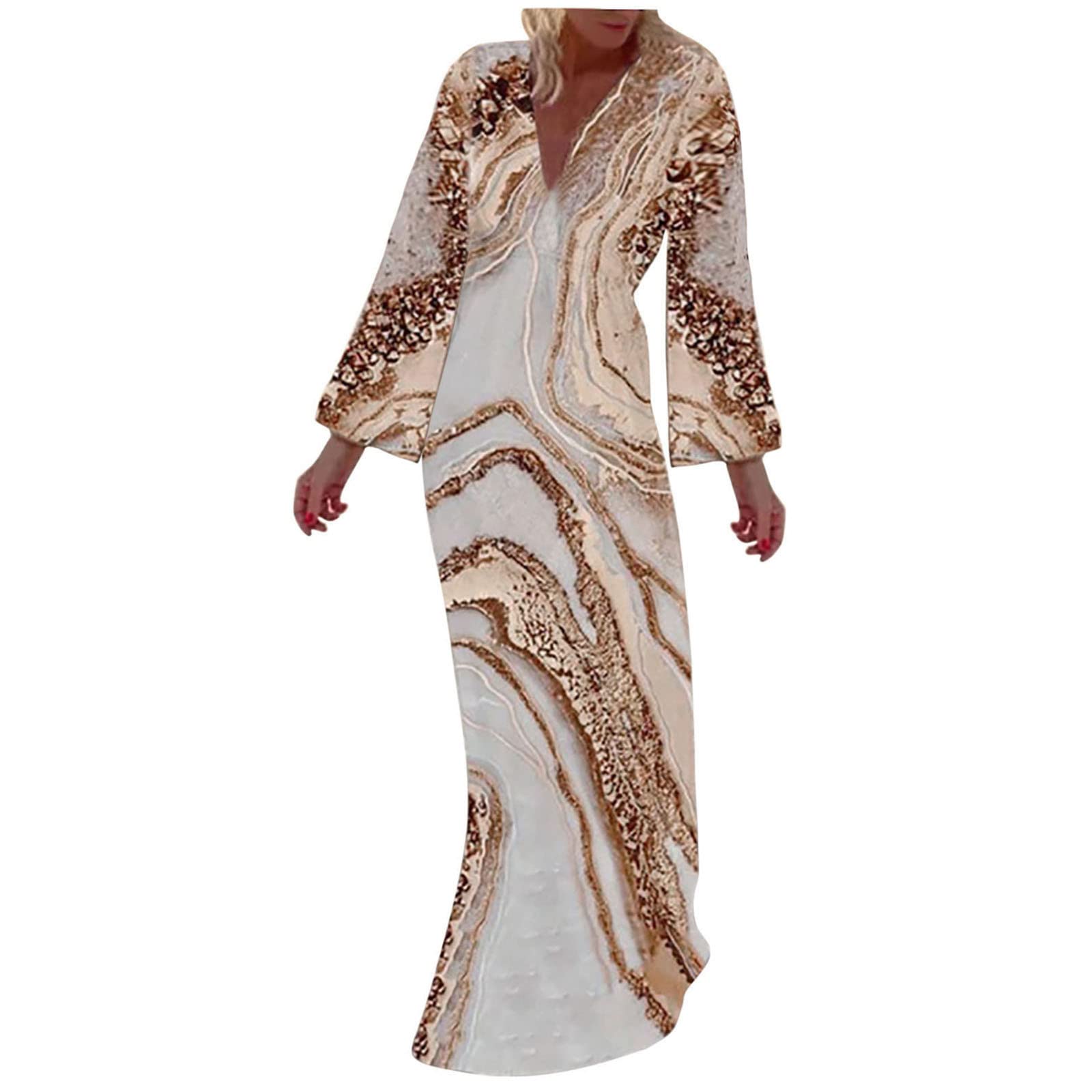 FengLS Women's Long Sleeve V-Neck Cocktail Dress - Elegant Party & Prom Dress for Women 2022 | Perfect for Beach Weddings, Evening Events & Formal Occasions