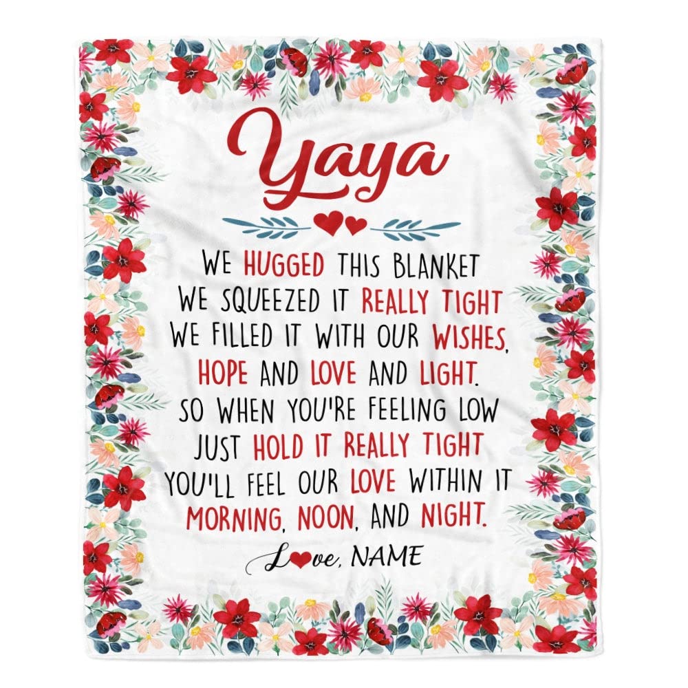 Custom Personalized Yaya Fleece Throw Blanket 30x40 inches - Kids Baby Blanket for Birthday, Mothers Day, Christmas Gifts - Cozy Warm Huggable Blanket for Nursery, Travel, and Cuddling