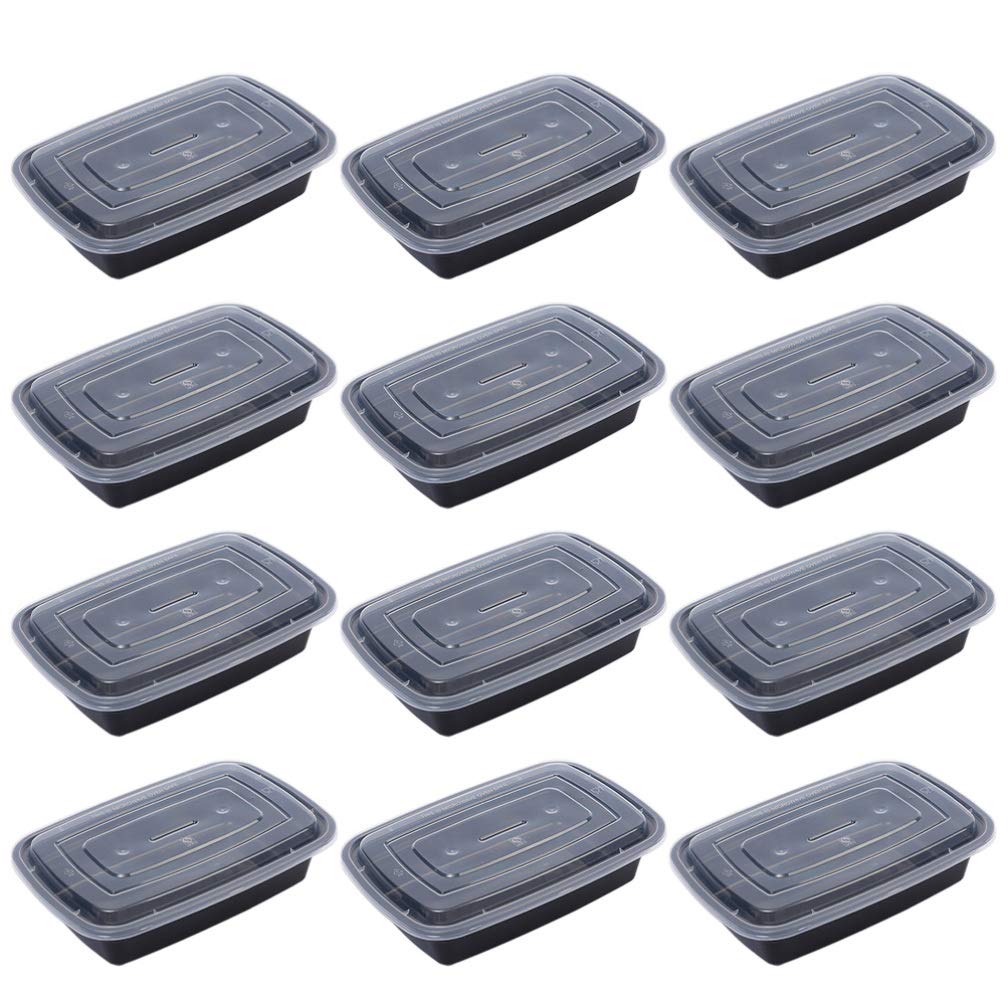 30-Pack Cabilock Plastic Meal Prep Containers - Reusable Bento Lunch Boxes with Lids | Food Storage Containers for Meal Prepping, Office Lunch & Picnics (Black)