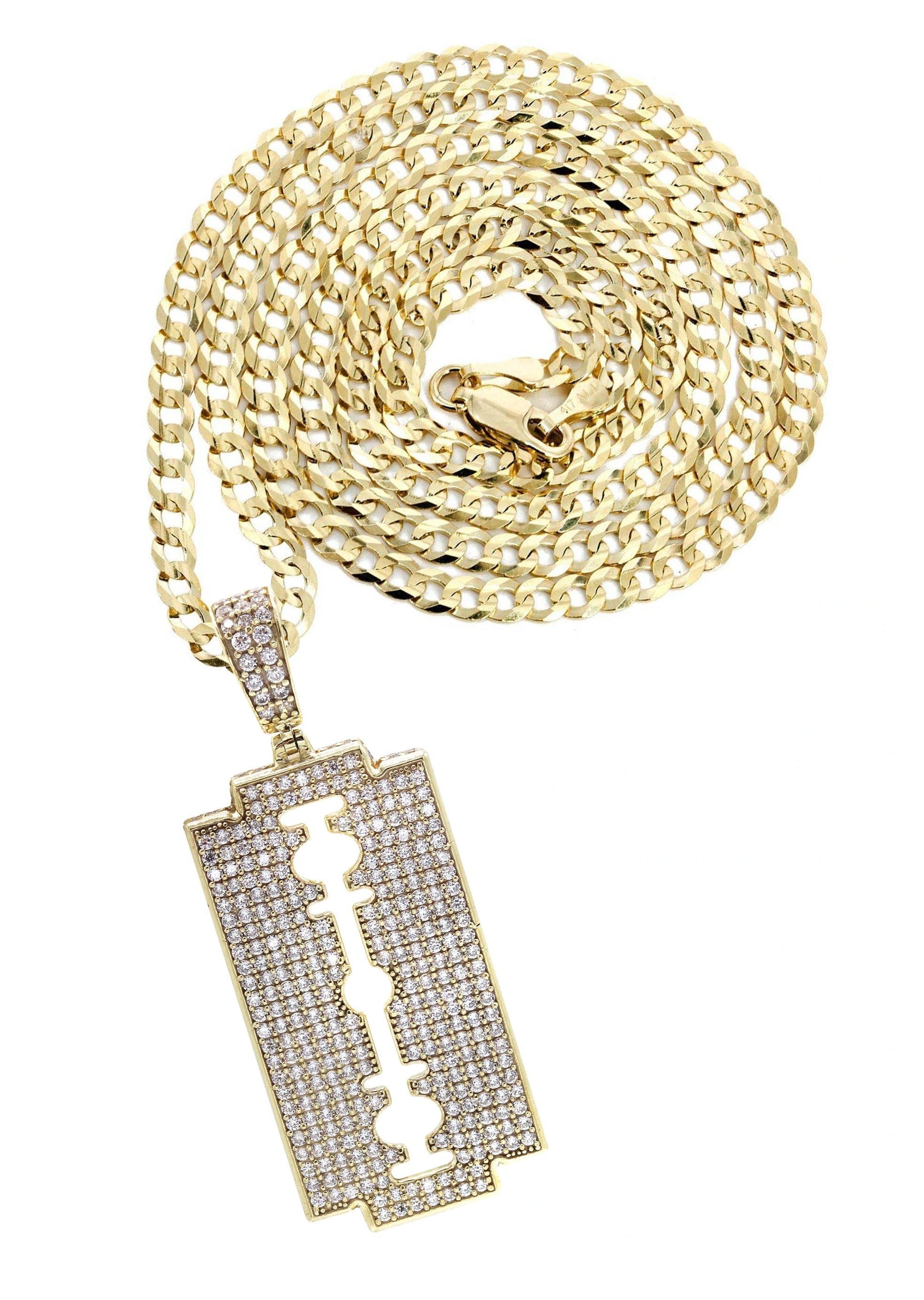 10K Yellow Gold Razor Blade Necklace - 17 Grams | Edgy Punk Jewelry for Men & Women | Perfect for Concerts, Parties & Gothic Fashion