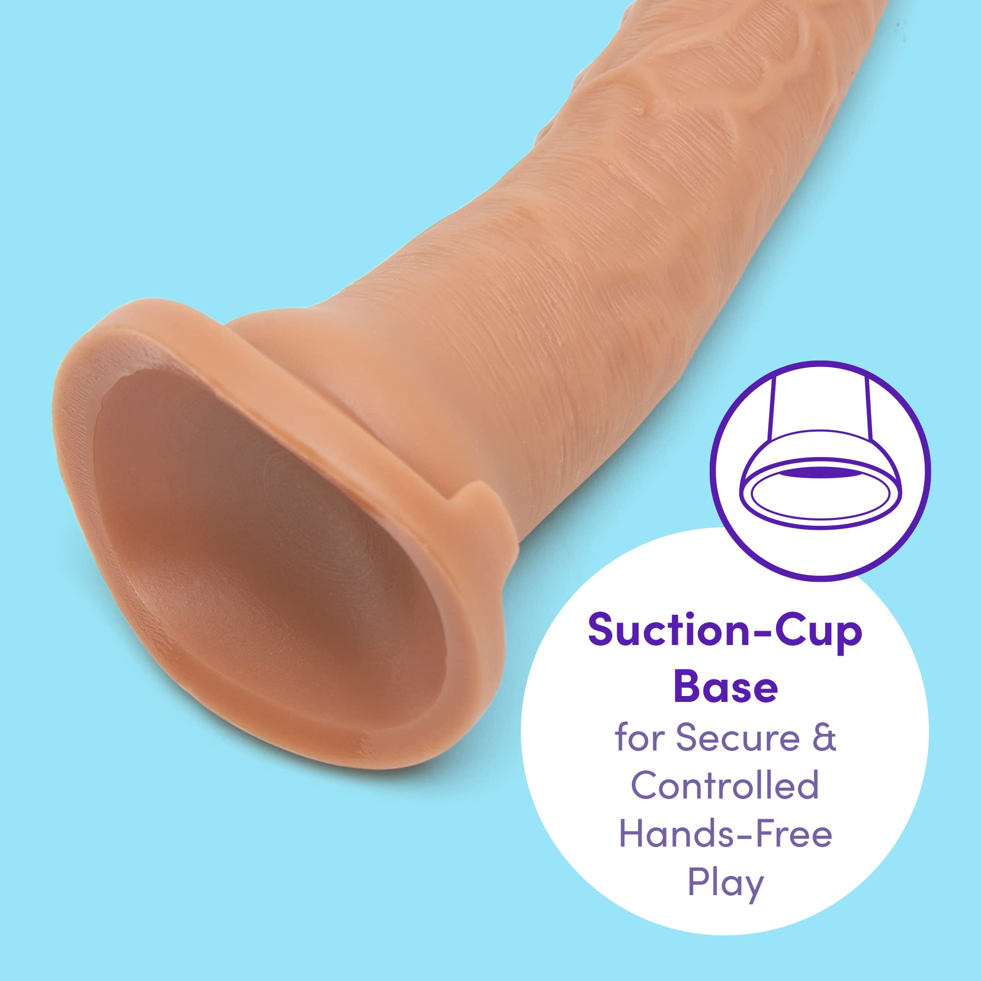Ultra Realistic 8 Inch Suction Cup Dildo for Women & Couples - Flexible G-Spot Stimulator, Harness Compatible Strap On - Anal & Vaginal Sex Toy - Flesh Tan - Perfect for Solo Play, Couples Fun & BDSM Scenes