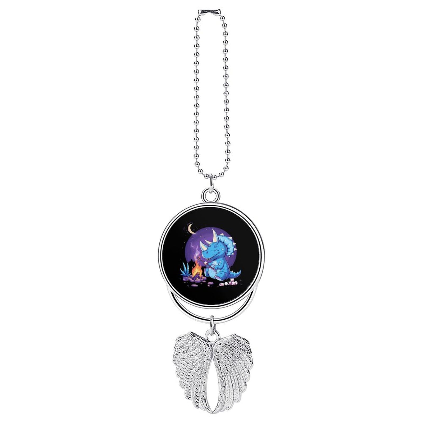 Dinosaur Triceratops Roasted Marshmallows Car Mirror Hanging Decor - Cute Lucky Charm Pendant for Rearview Mirror, Home & Office Decoration - Perfect Gift for Car Lovers & Dinosaur Fans