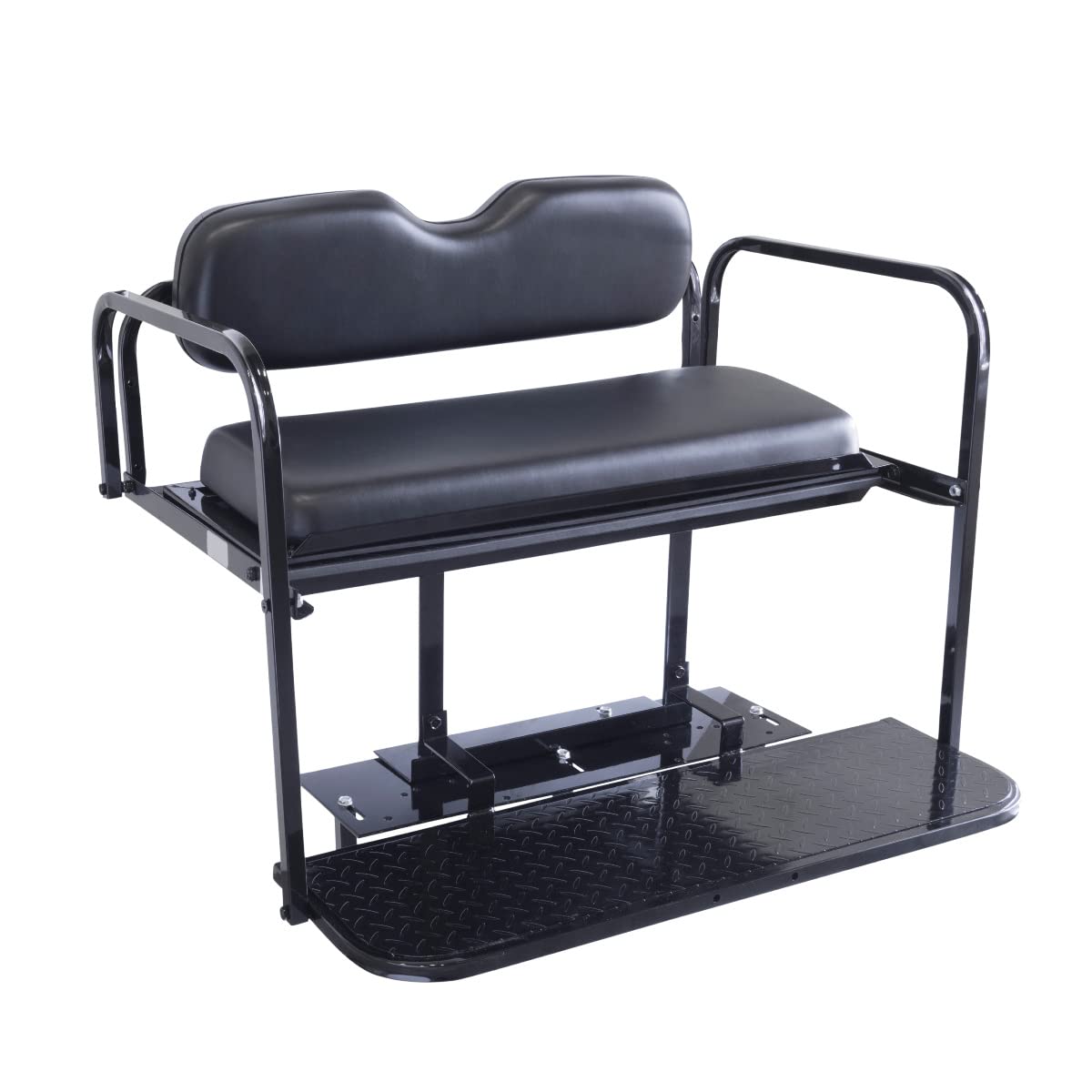 Club Car Precedent Golf Cart Rear Flip Seat Kit with Steel Frame - Compatible with 2004-Up Models (Black) | Heavy-Duty Upgrade for Golf Carts & Utility Vehicles | Perfect for Golf Courses, Resorts & Neighborhood Transport