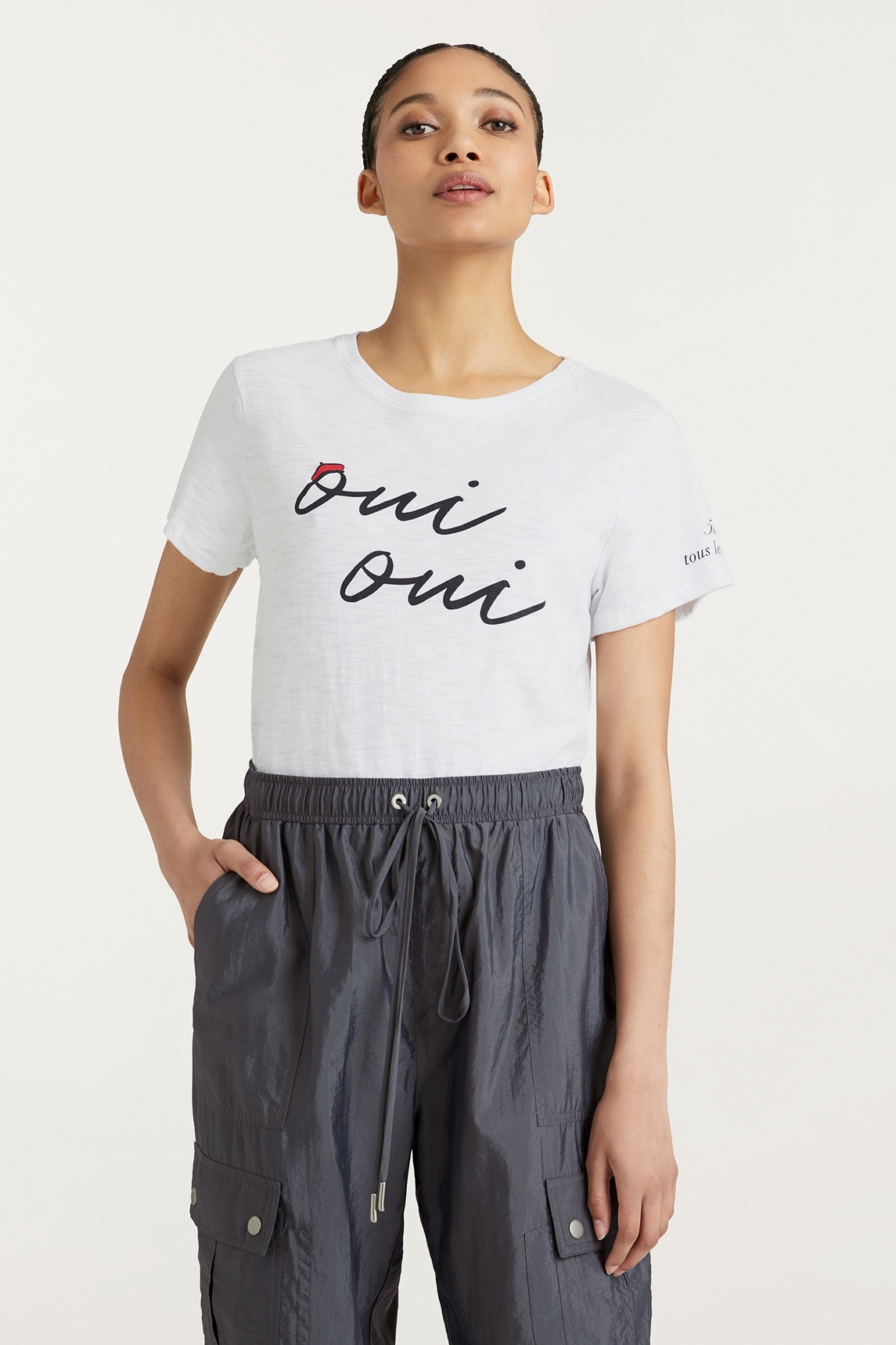 Cinq A Sept Shrunken Oui Oui Tee - Trendy French-Inspired Women's Graphic T-Shirt for Casual Wear & Street Style