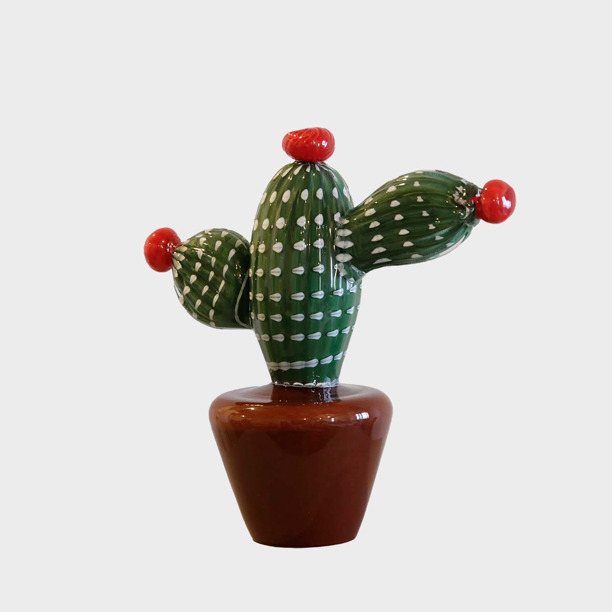Handmade Small Cactus Blown Murano Glass Sculpture - Elegant Home Decor, Office Desk Ornament, Gift for Plant Lovers