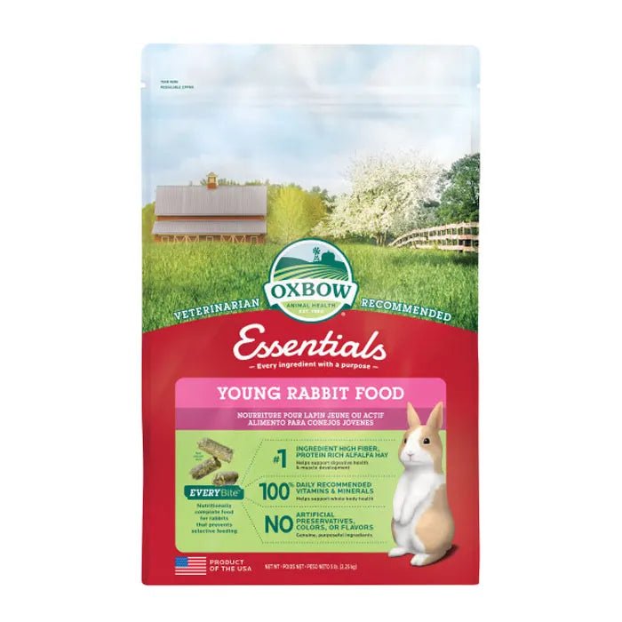 Oxbow Essentials Young Rabbit Food - 2.25KG (5 lbs) Premium Alfalfa-Based Diet for Baby Bunnies & Juvenile Rabbits - Supports Healthy Growth & Digestion - Ideal for Weaning, Nursing, and Young Pet Rabbits