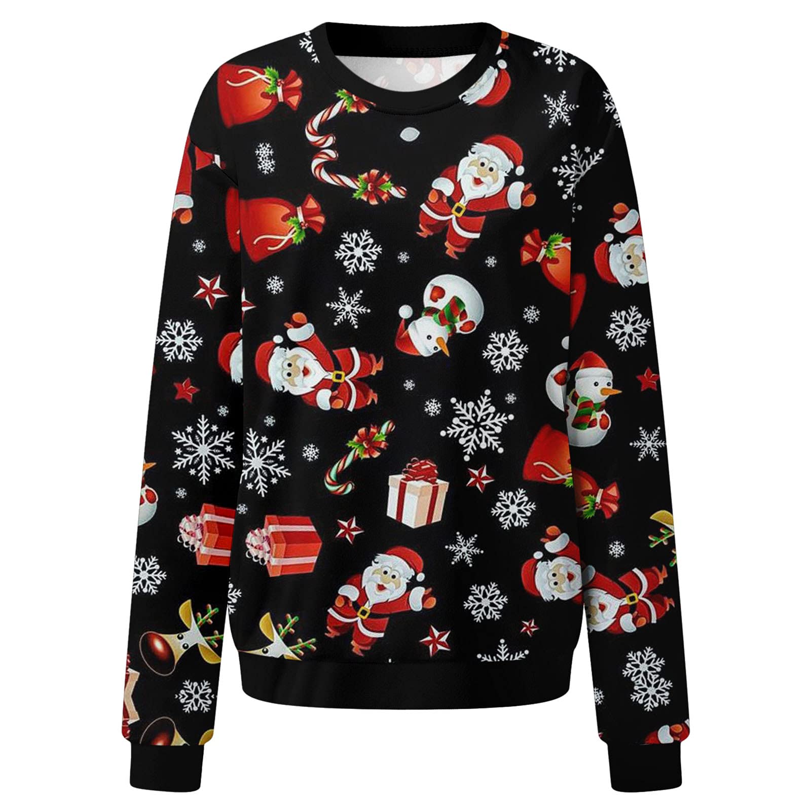 Women's Ugly Christmas Sweaters - Festive Santa Print Long Sleeve Tops for Holiday Parties & Family Gatherings